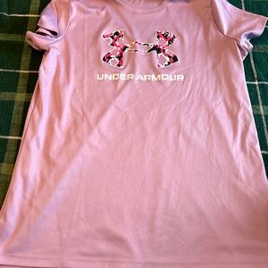 YXL purple Under Armour sports performance shirt